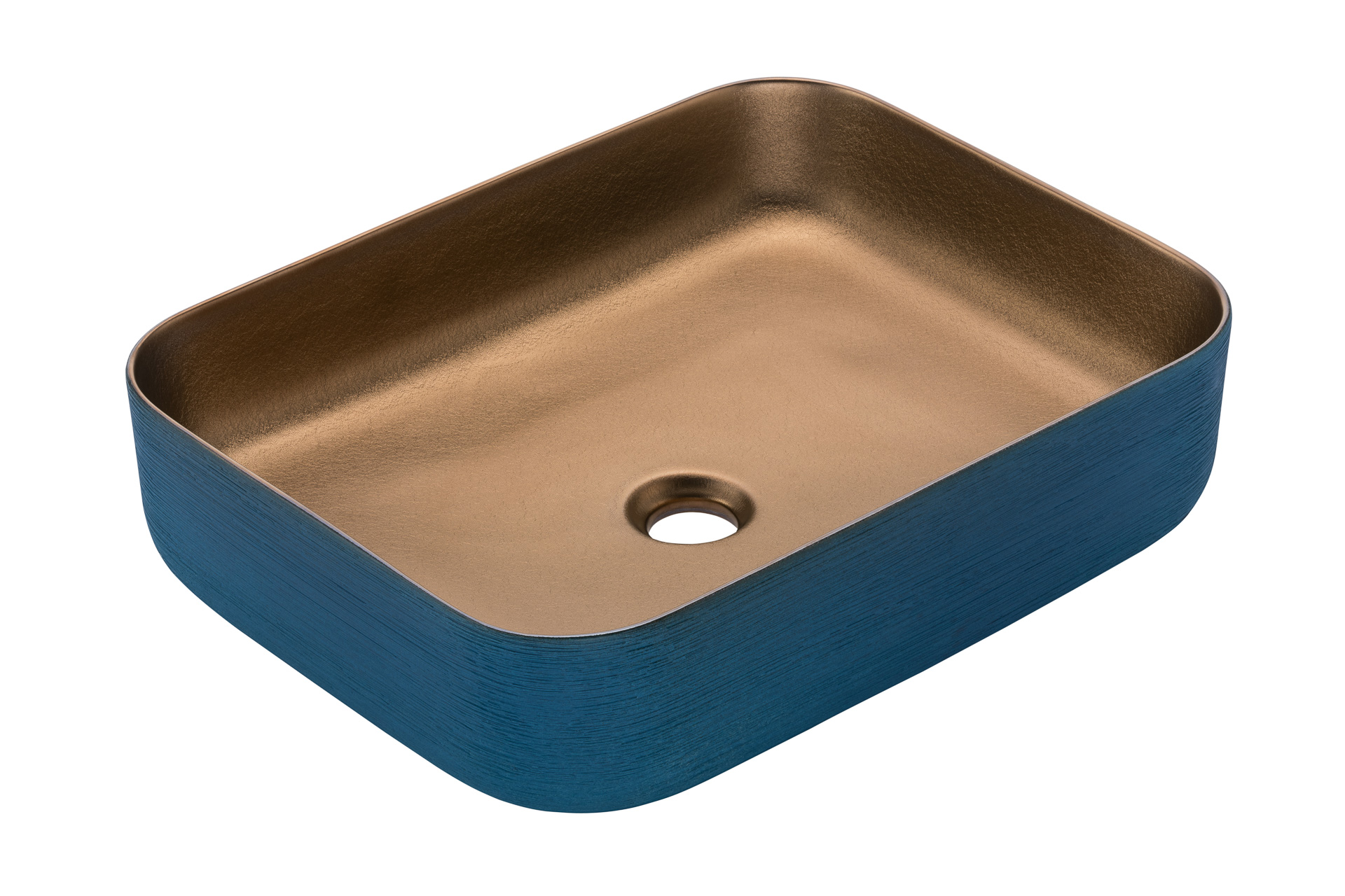 Prostokątna Umywalka niebieska złota UPTREND