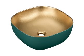 Turkusowa umywalka, kolorowe umywalki, złote umywalki, Uptrend