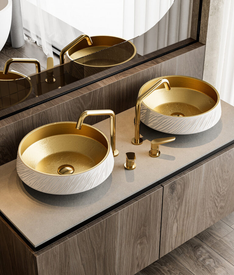 złote umywalki nablatowe, Uptrend, złota umywalka