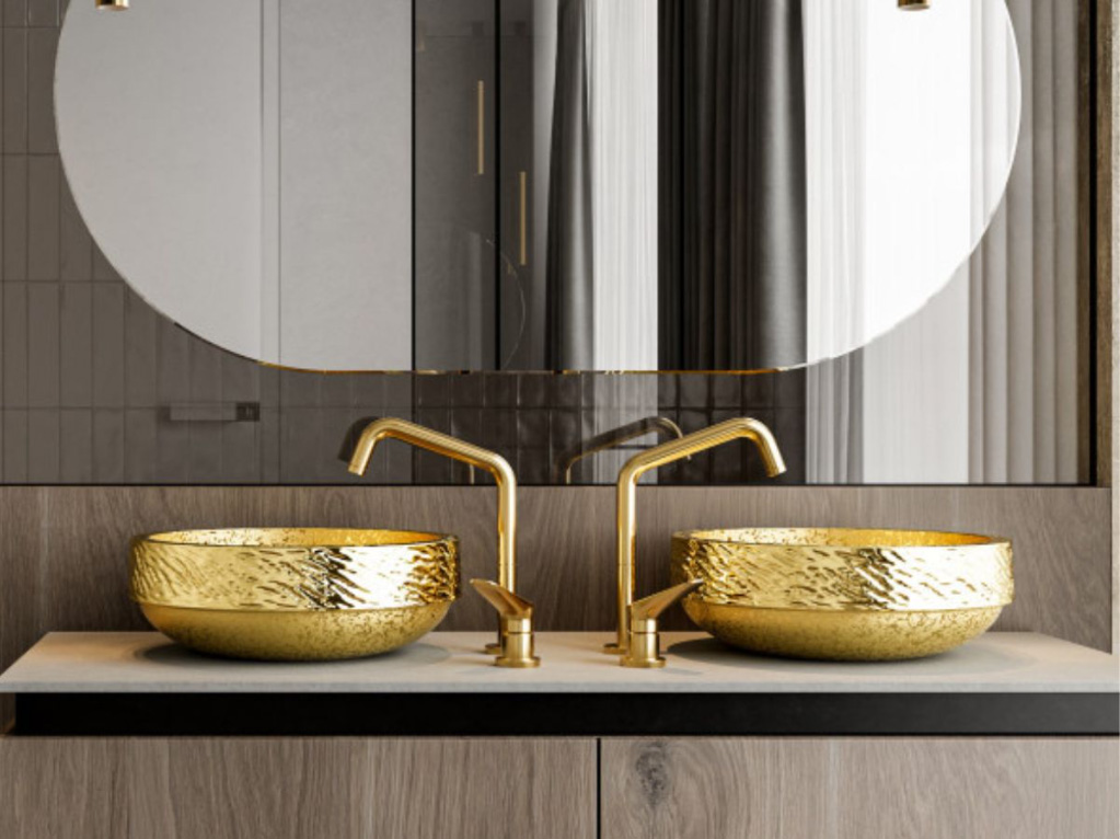 Złote umywalki nablatowe, UPTREND, złota umywalka